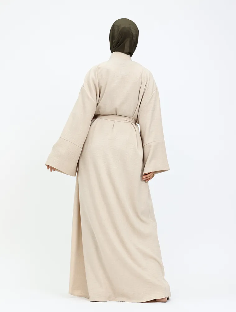 Beige Linen Feel Mandarin Shirt